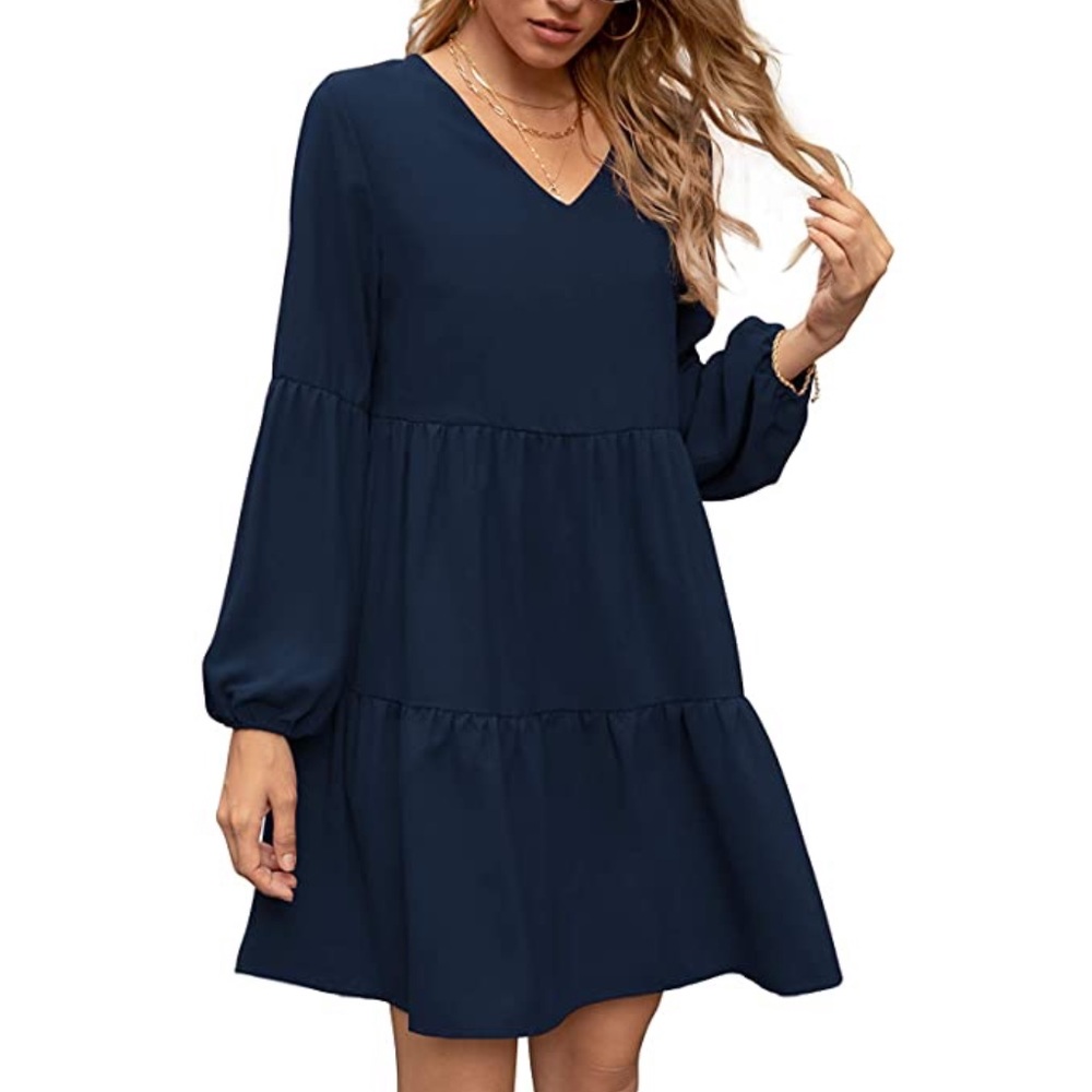 Blue tunic V neck casual dress size XL